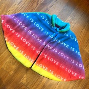 Handmade Fleece and Faux fur girls cape/vest - 9-12 months “love is love”